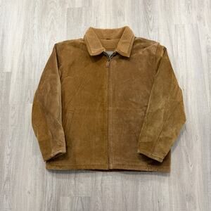 Vintage Pacific Trail Suede Leather Jacket Men's XL Tan Faux Shearling Lining